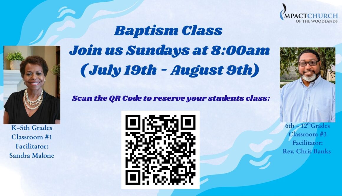 Baptism Class for K-5th Grades with Sandra Malone Begins July 19th